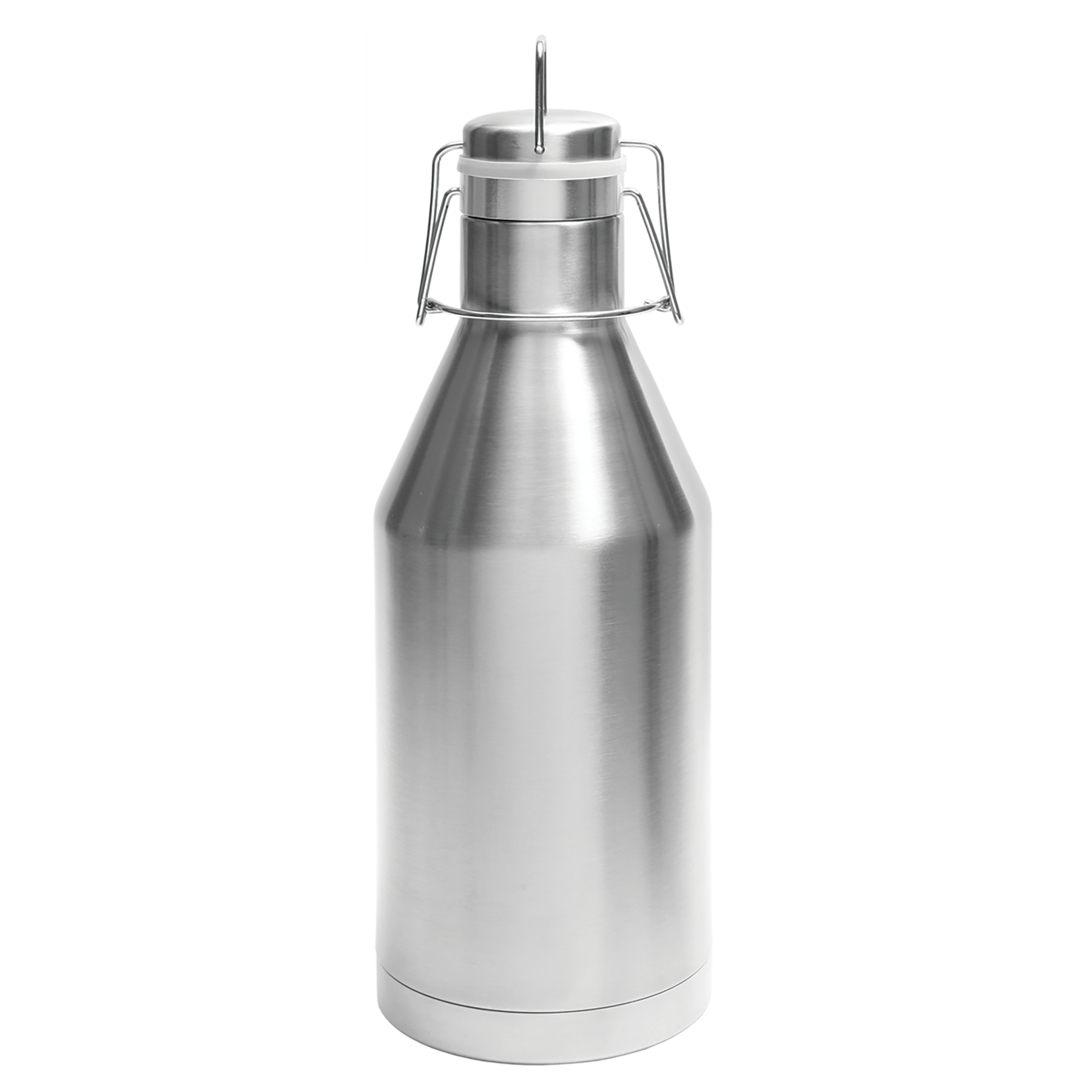 Stainless Steel 64oz Growler -One Free Engraving -Double-wall Vacuum Insulated -Made from 18/8 Gauge Stainless Steel (Type 304 Food Grade) -Swing Top Lid (Hand Wash Only) -Not recommended for Dishwasher -Works with Cold and Hot Drinks -2 Color Options -Perfect for Personalized Gifts, Awards, Incentives, Brewery, Swag & Fundraisers