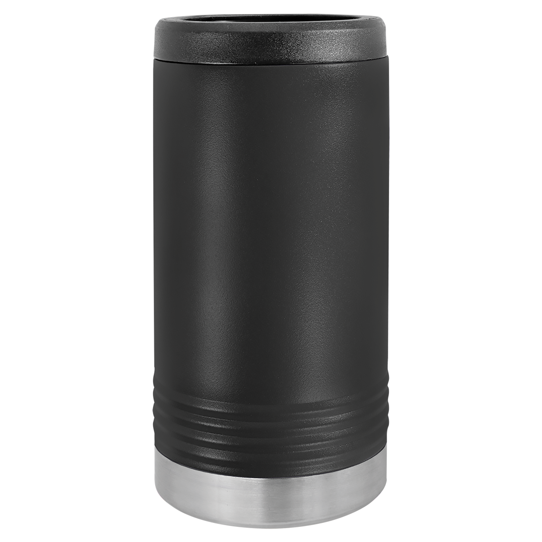 Black Slim Beverage Holder -One Free Engraving   -Double-wall Vacuum Insulated  -Made from 18/8 Gauge Stainless Steel (Type 304 Food Grade)  -Fits most Tall Slim Cans  -Not recommended for Dishwasher  -Works with Cold and Hot Drinks  -17 Color Options  -Perfect for Personalized Gifts, Awards, Incentives, Swag & Fundraisers