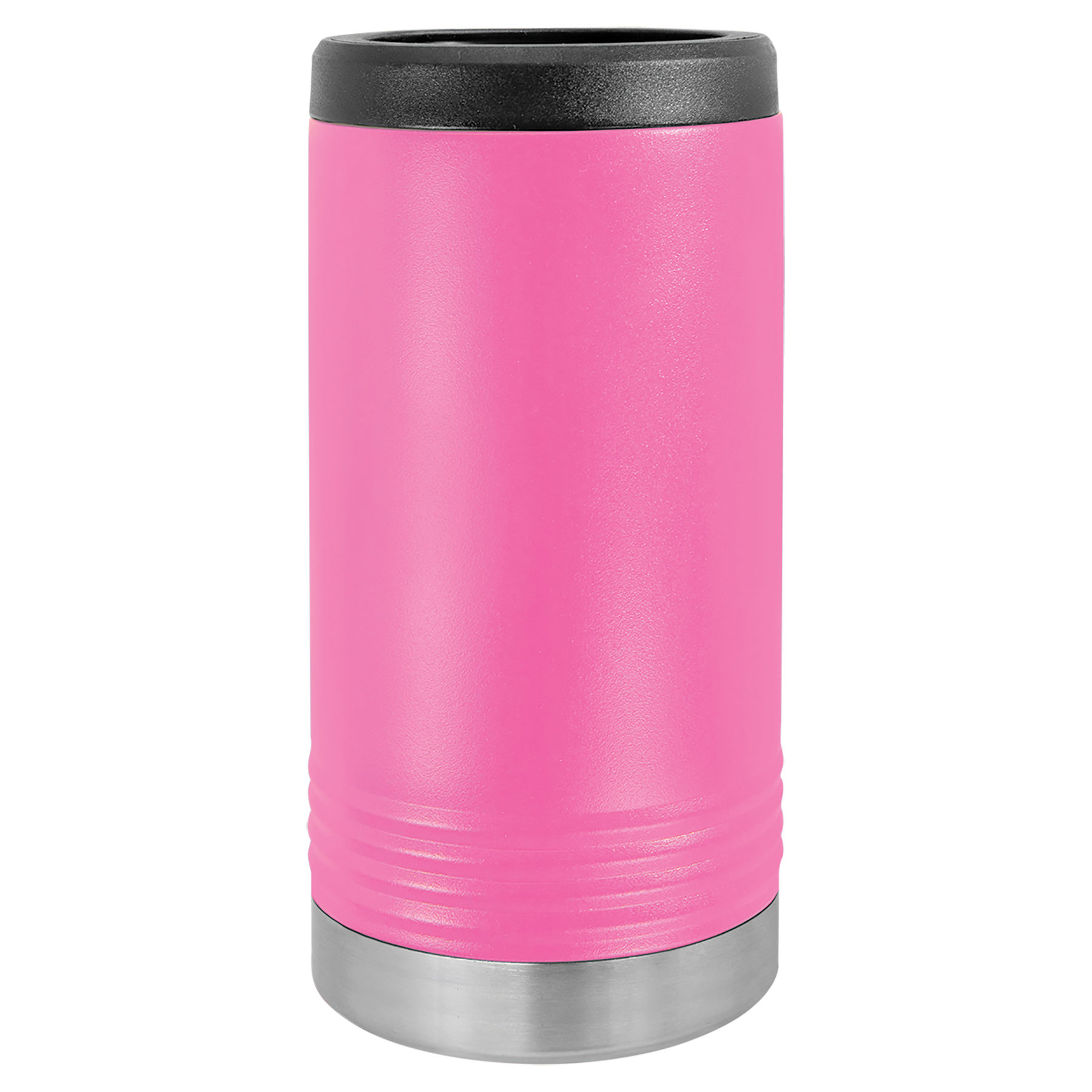 Pink Slim Beverage Holder -One Free Engraving   -Double-wall Vacuum Insulated  -Made from 18/8 Gauge Stainless Steel (Type 304 Food Grade)  -Fits most Tall Slim Cans  -Not recommended for Dishwasher  -Works with Cold and Hot Drinks  -17 Color Options  -Perfect for Personalized Gifts, Awards, Incentives, Swag & Fundraisers