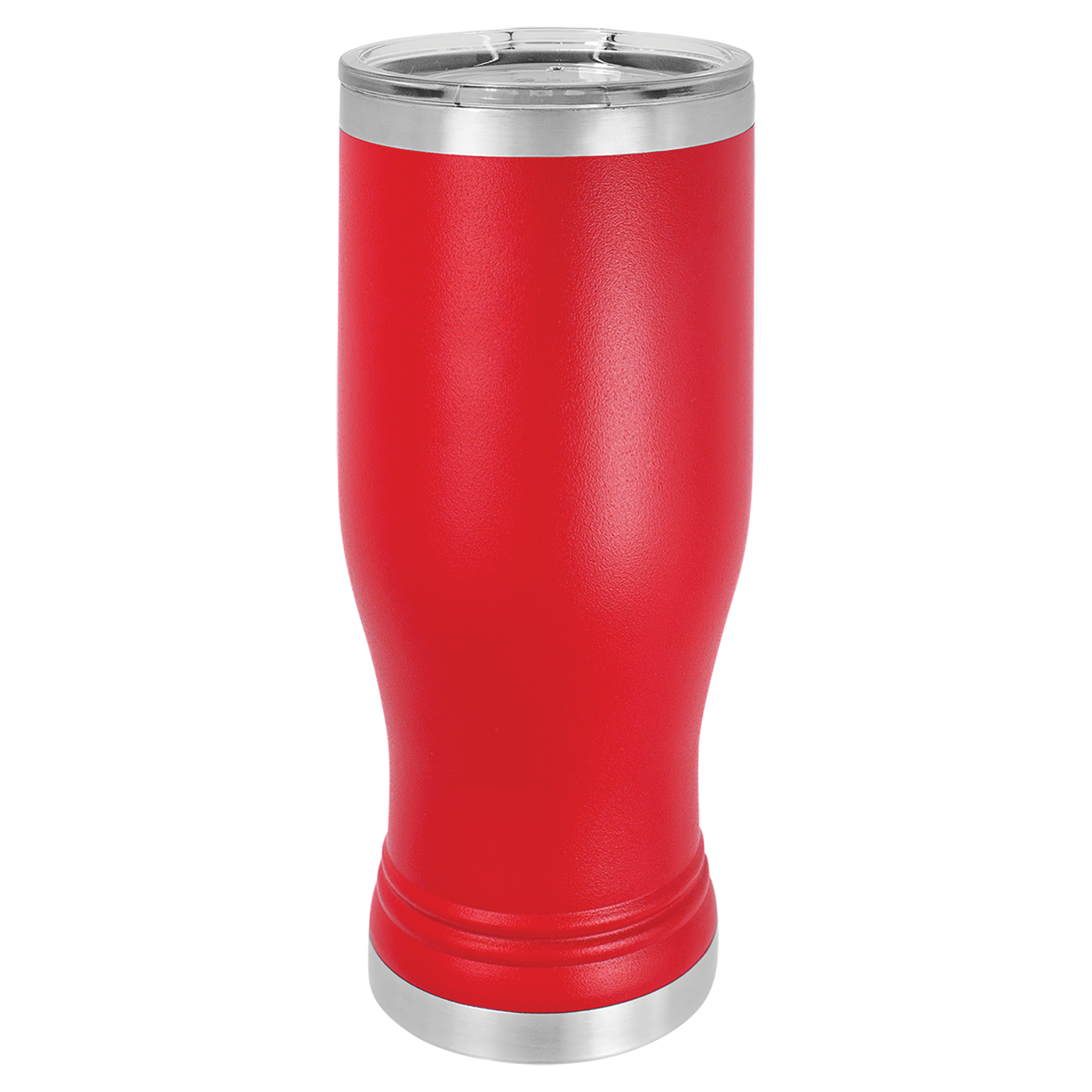 Red 20oz Pilsner Tumbler -One Free Engraving -Fits most Cup Holders -Double-wall Vacuum Insulated -Made from 18/8 Gauge Stainless Steel (Type 304 Food Grade) -Lid is BPA Free (Hand Wash Only) -Not recommended for Dishwasher -Works with Cold and Hot Drinks -17 Color Options -Perfect for Personalized Gifts, Awards, Incentives, Swag & Fundraisers