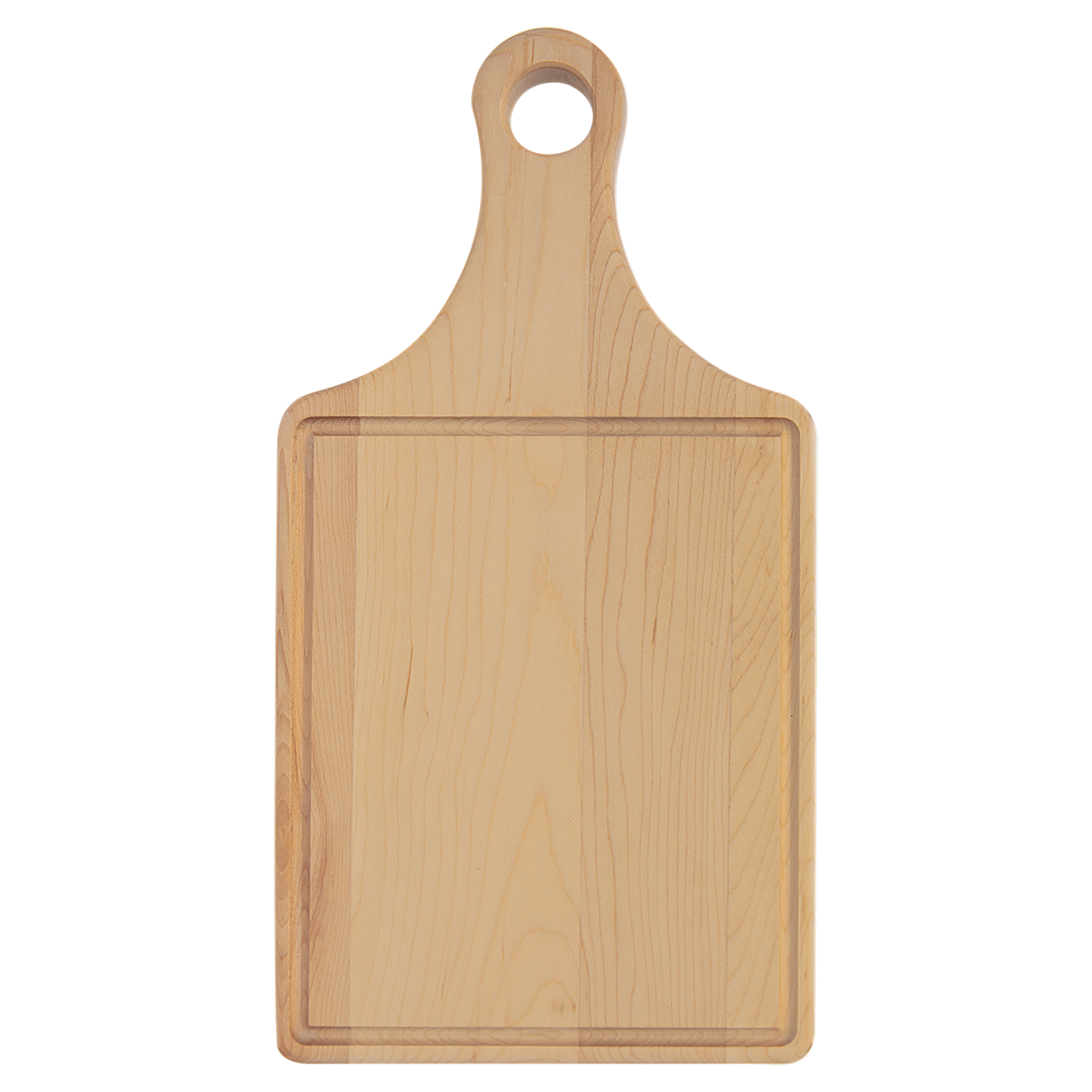 13 1/2" x 7" Maple Cutting Board Paddle Shape with Drip Ring