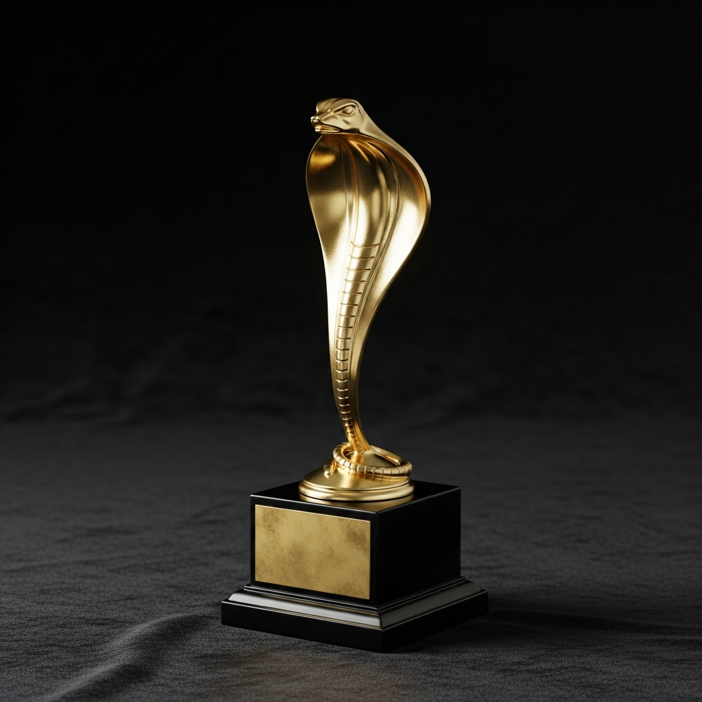 Engraved cobra trophy for sports and event awards