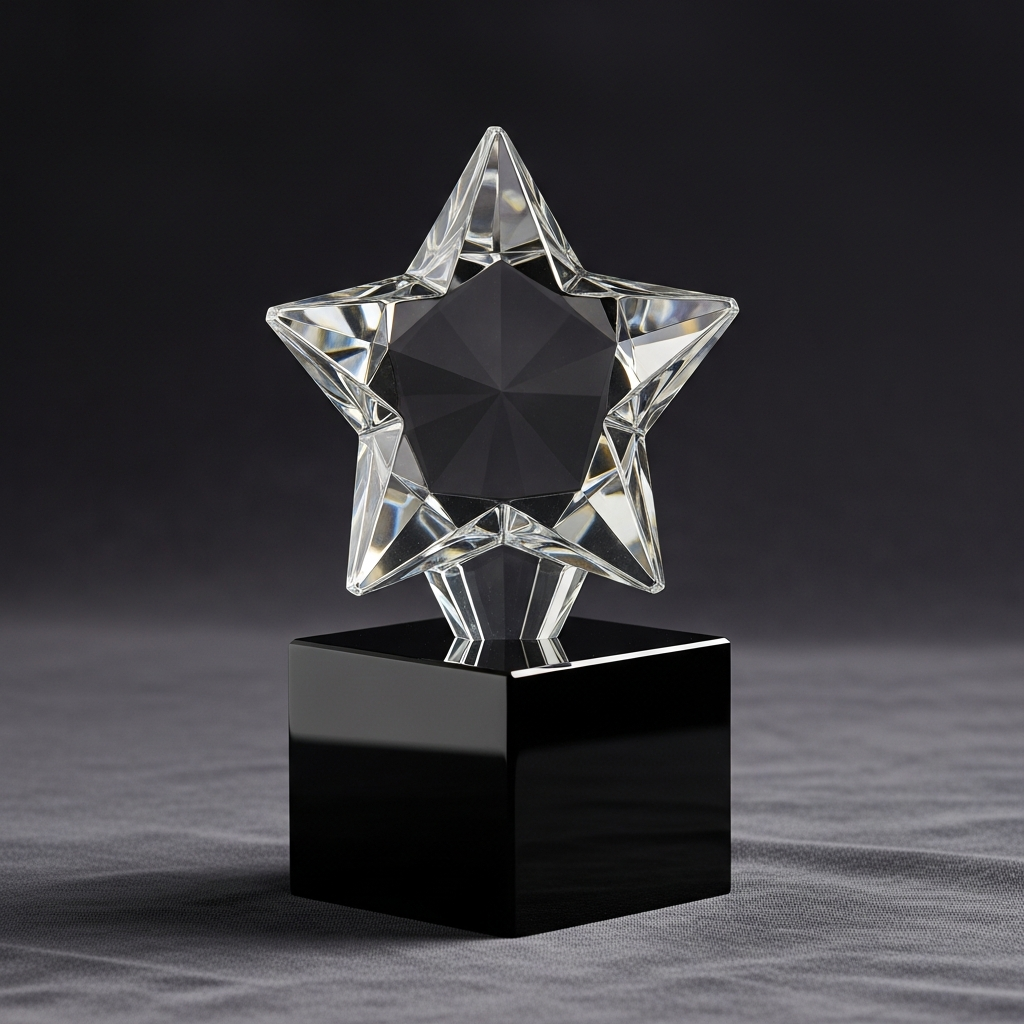 Crystal rising star award with base — recognition gift