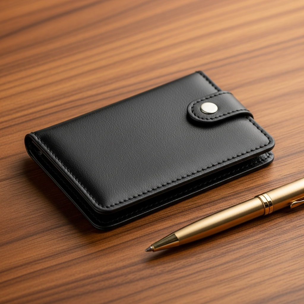 Laserable leatherette business card holder executive desk gift