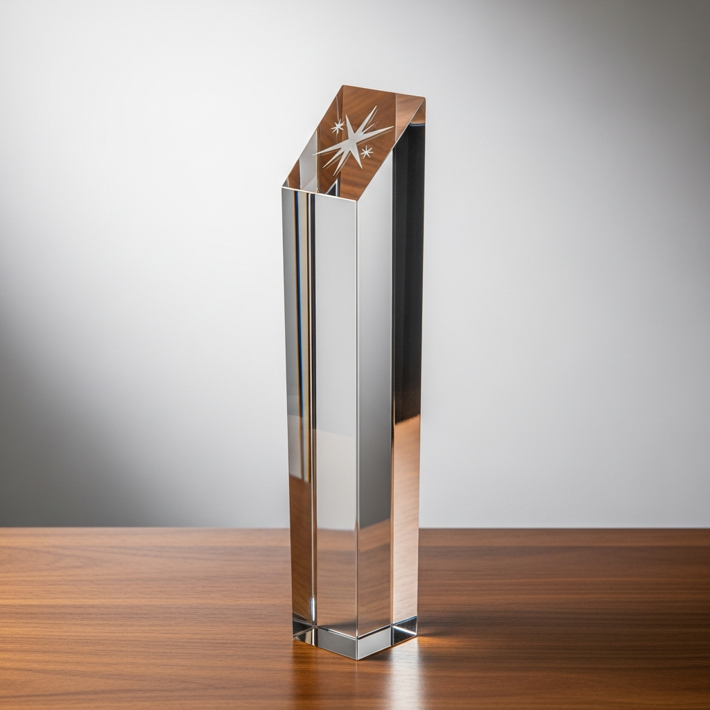 Zenith series acrylic award engraved for a work anniversary milestone