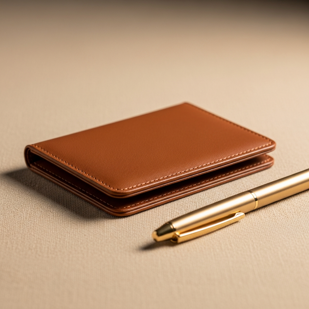 Laserable leatherette business card holder branded for a team kit