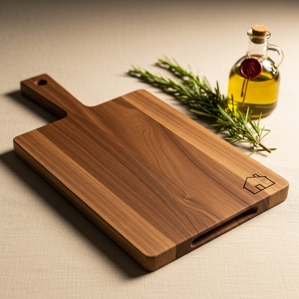 Custom walnut butcher board engraved for a real estate closing gift