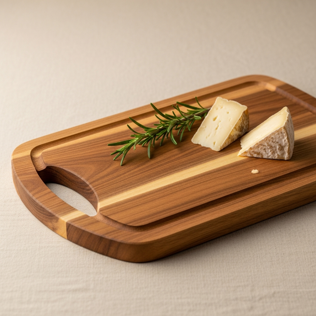 Acacia cutting board with drip ring engraved as a housewarming gift